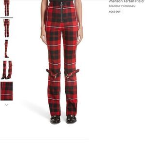 Dilara Findikoglu Mason Red Trousers Tartan Plaid Wool Trousers Size Medium